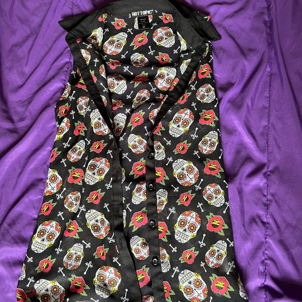 Vest button up see through